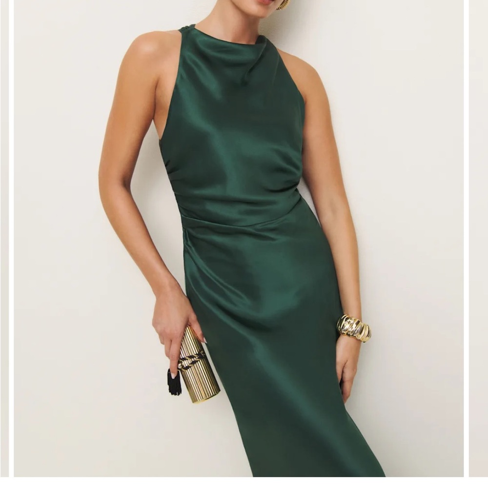 Reformation Anaiis Green silk Maxi Dress